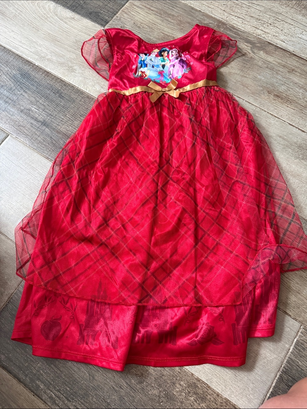 Disney Red Princess Costume Dress with Gold Bow